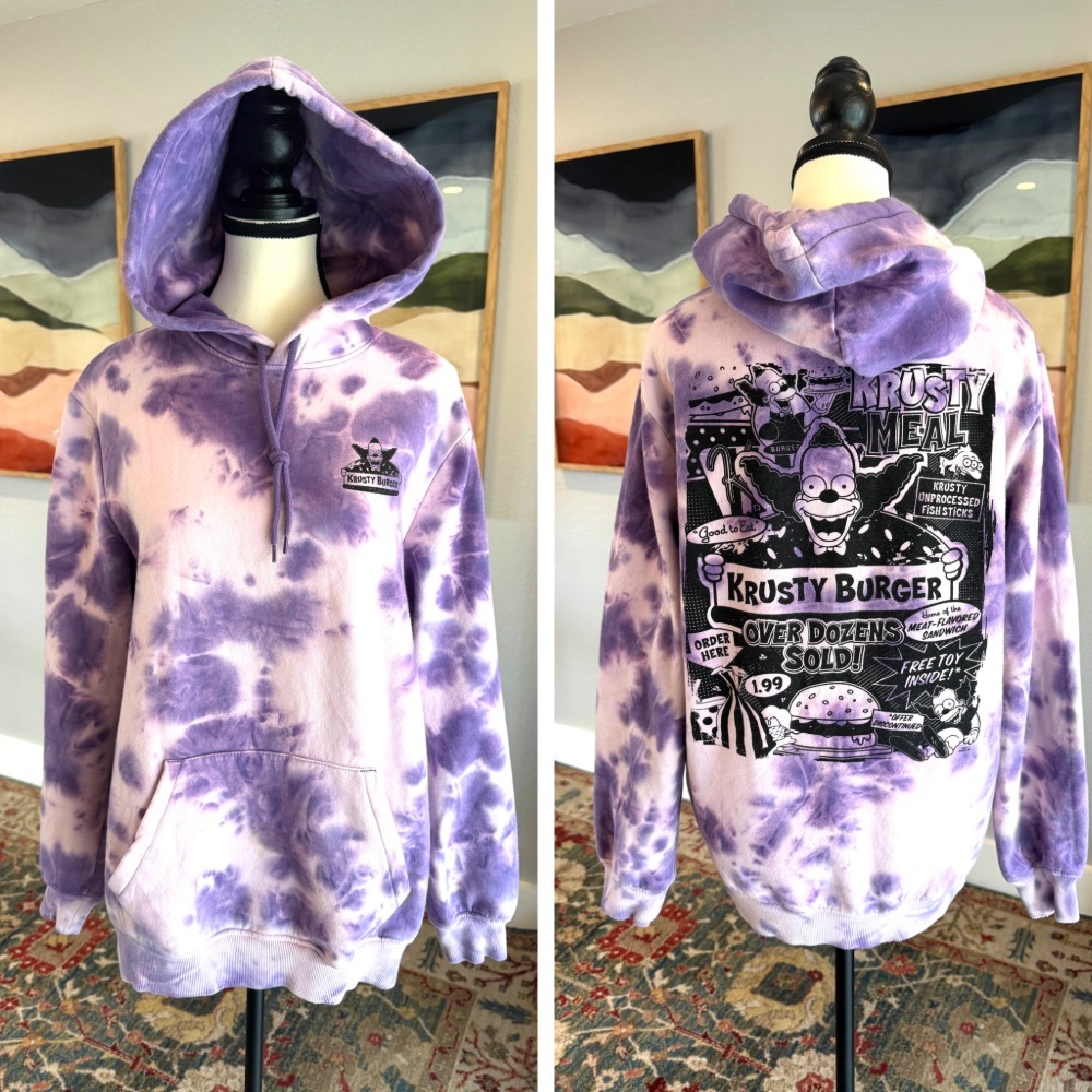 Purple Tie-Dye The Simpsons Krusty Burger Hoodie